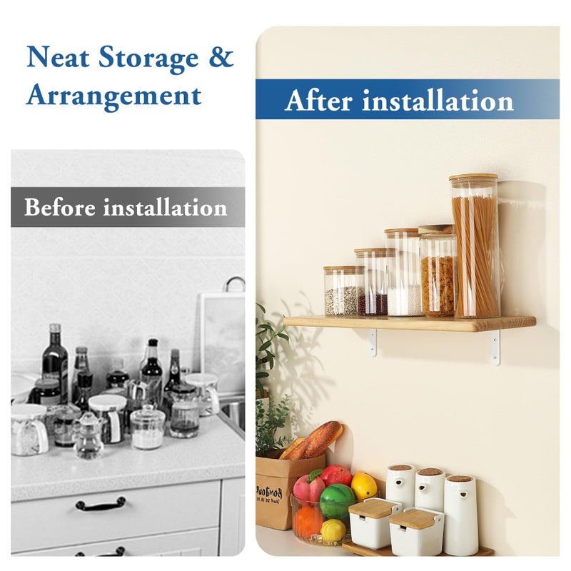 Mooche 4Pack Floating Shelf Bracket, Heavy Duty Shelf Brackets Metal L Brackets for Kitchen Bathroom Shelf Support Wall Mounted with Screw Included (White, 10*6 Inch) - Image 4